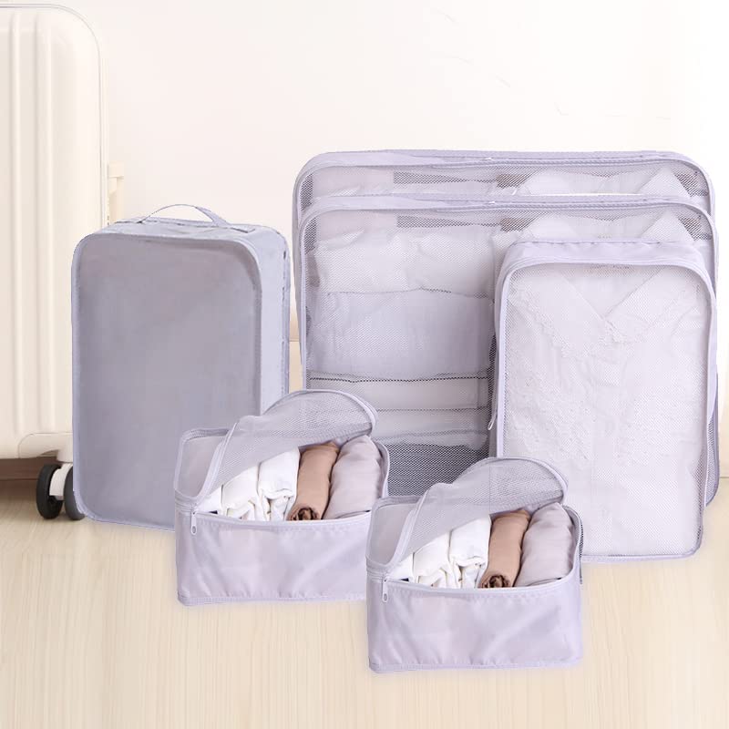 6 Set Travel Packing cubes luggage Organizer Waterproof Shoe Bag Grey HLC019