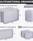 6 Set Travel Packing cubes luggage Organizer Waterproof Shoe Bag Grey HLC019