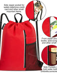 Outdoor Sport Gym Sack Waterproof Drawstring Backpack Bag Red HLC005