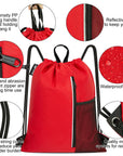 Outdoor Sport Gym Sack Waterproof Drawstring Backpack Bag Red HLC005