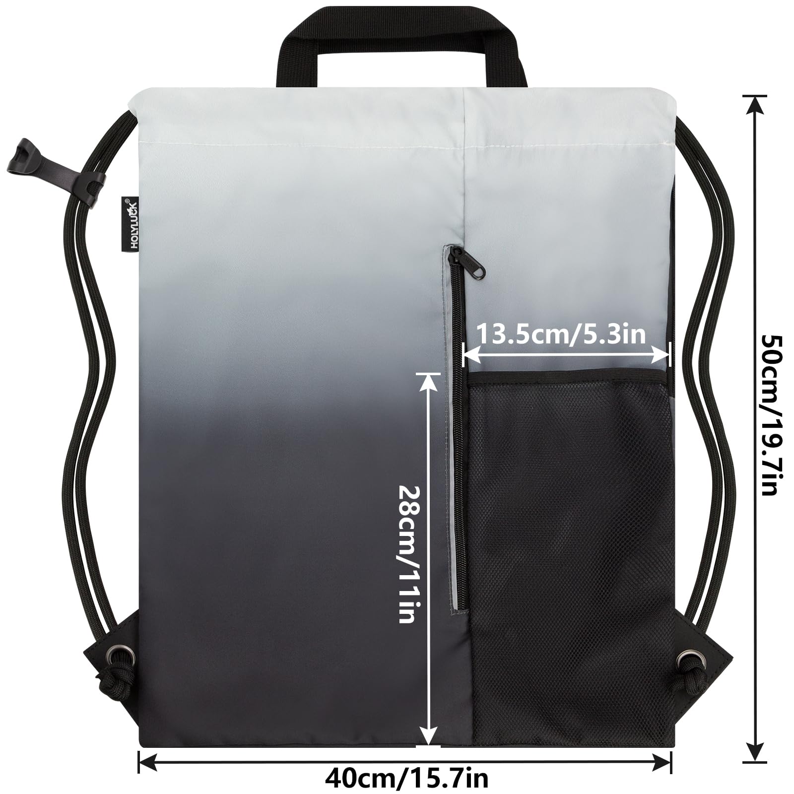 Outdoor Sport Gym Sack Waterproof Drawstring Backpack Bag Black Gradient HLC005