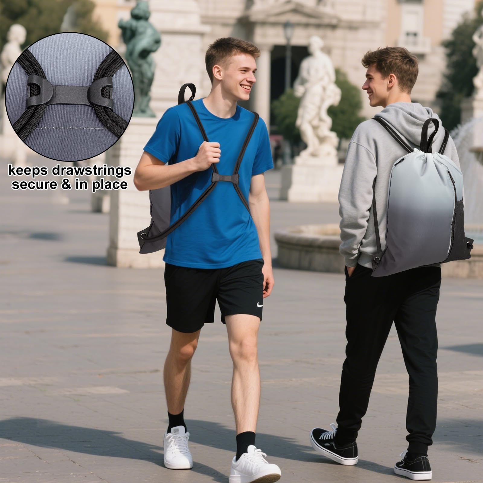 Outdoor Sport Gym Sack Waterproof Drawstring Backpack Bag Black Gradient HLC005