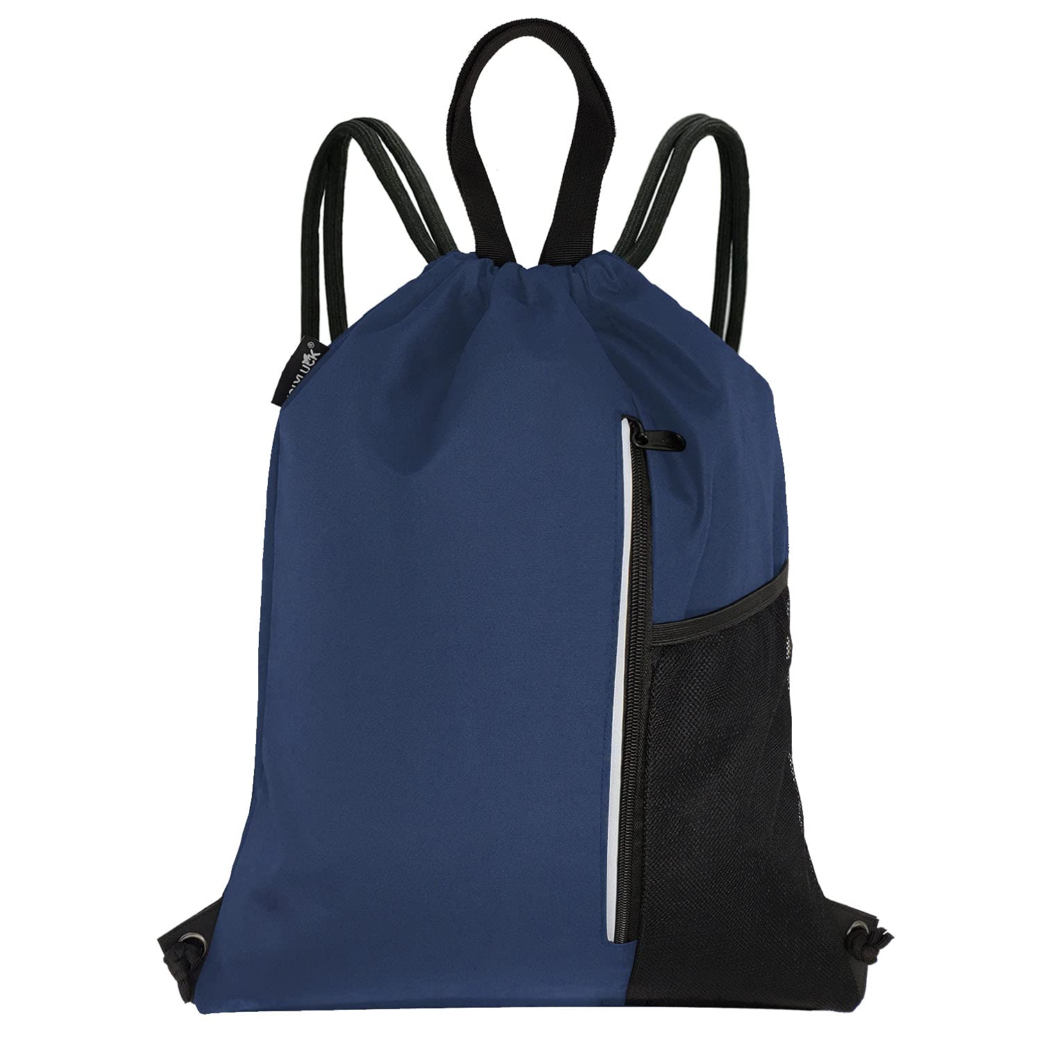 Outdoor Sport Gym Sack Waterproof Drawstring Backpack Bag Navy Blue HLC005