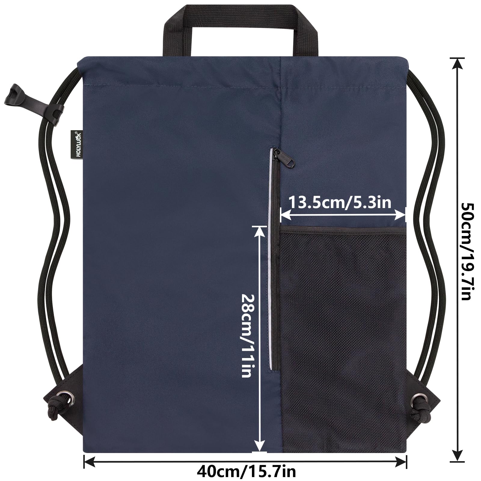 Outdoor Sport Gym Sack Waterproof Drawstring Backpack Bag Navy Blue HLC005
