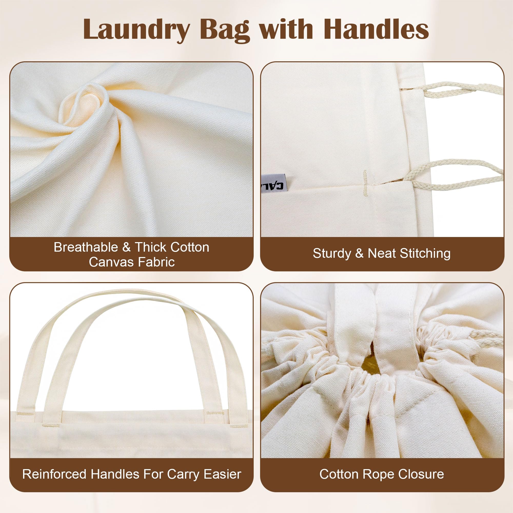 Canvas Laundry Bag, Cotton Laundry Bag with Handles & Drawstring HLC071-XL