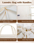 Canvas Laundry Bag, Cotton Laundry Bag with Handles & Drawstring HLC071-XL