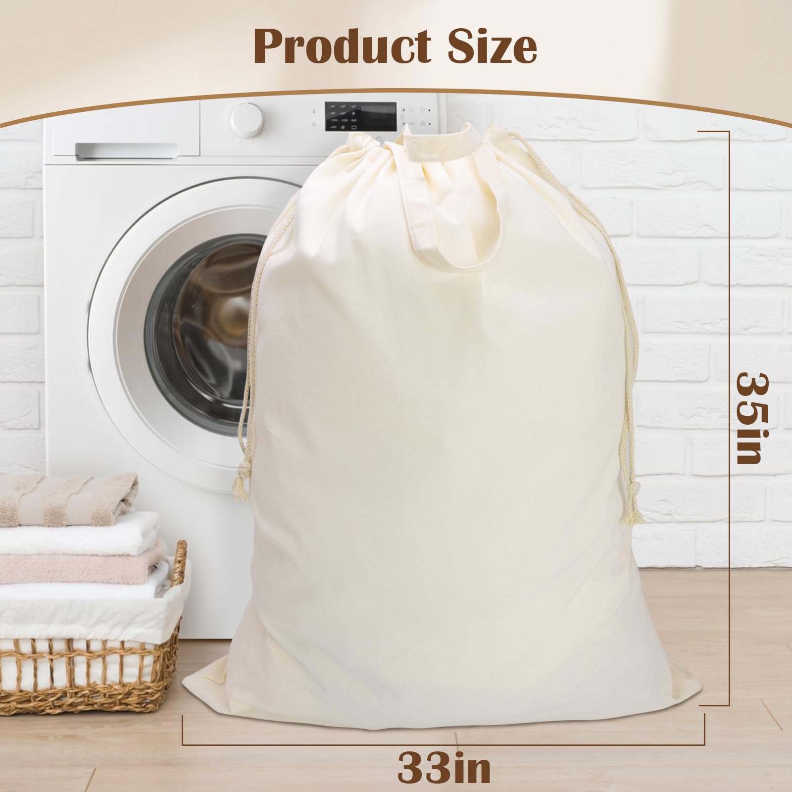 Canvas Laundry Bag, Cotton Laundry Bag with Handles & Drawstring HLC071-XL