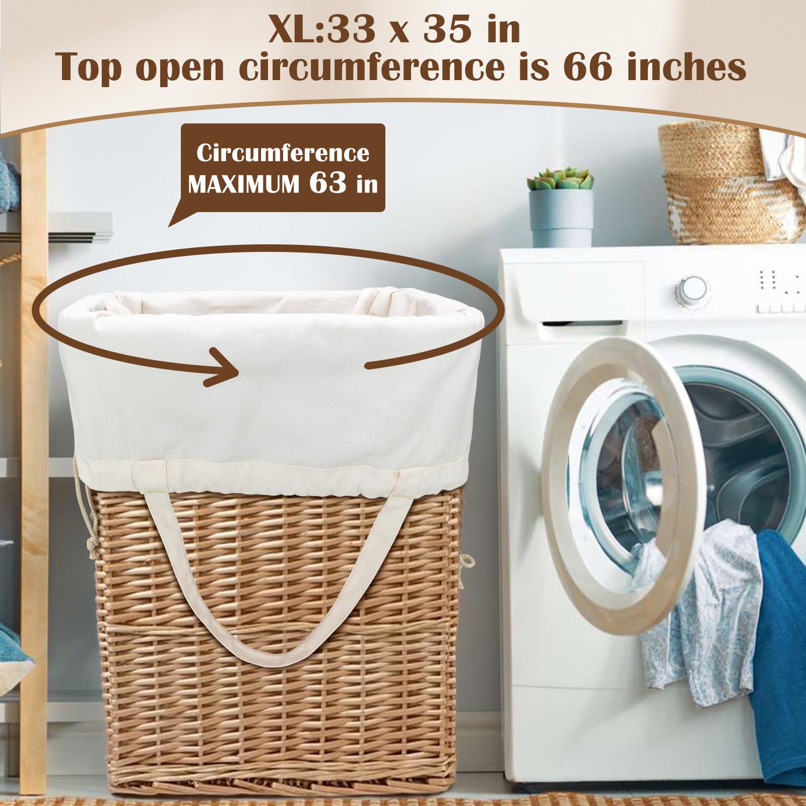 Canvas Laundry Bag, Cotton Laundry Bag with Handles & Drawstring HLC071-XL