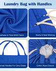 Laundry Bag with Handles & Drawstring Closure 27.6”Wx35"H, Thick Laundry Bag Heavy Duty Washable Dirty Clothes Travel Sack for Camp, College Dorm, Laundromat (Blue, HLC071)