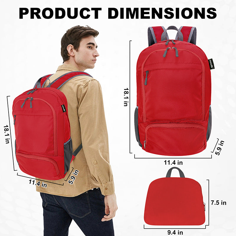 HOLYLUCK 20L lightweight packable Hiking Daypack Foldable Backpack HLC410 Red