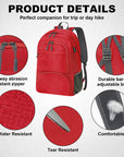 HOLYLUCK 20L lightweight packable Hiking Daypack Foldable Backpack HLC410 Red