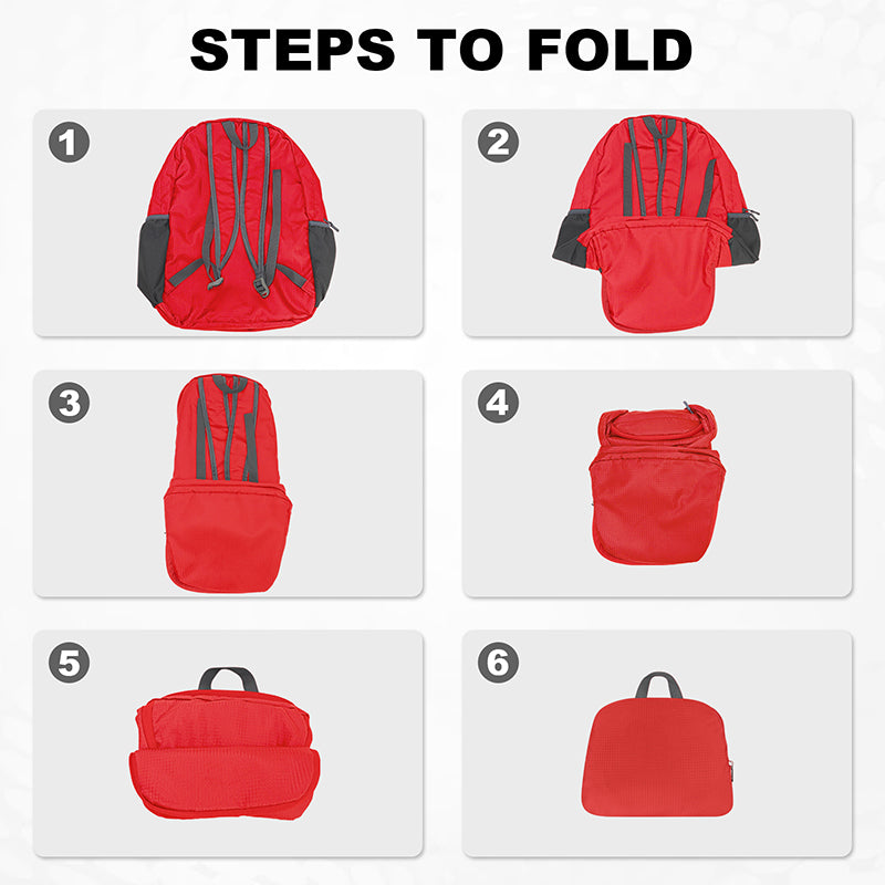 HOLYLUCK 20L lightweight packable Hiking Daypack Foldable Backpack HLC410 Red