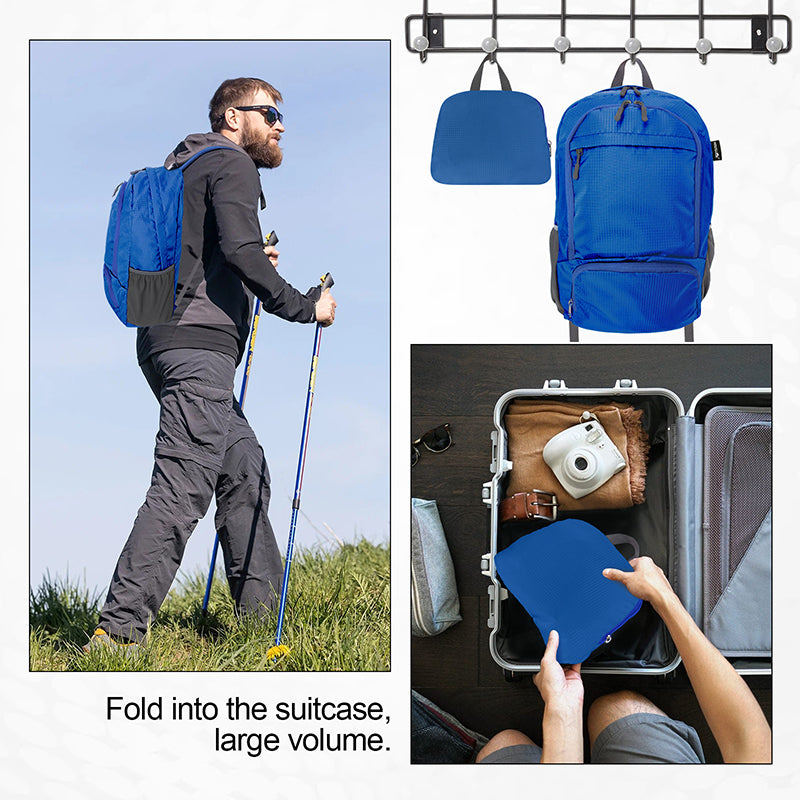 HOLYLUCK 20L lightweight packable Hiking Daypack Foldable Backpack HLC410 Blue