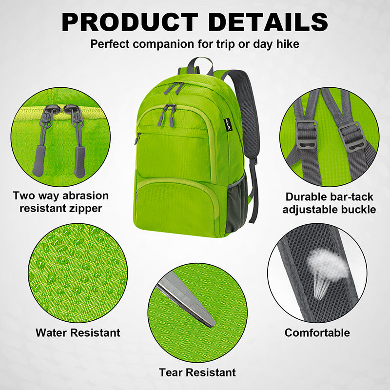 HOLYLUCK 20L lightweight packable Hiking Daypack Foldable Backpack HLC410 Green