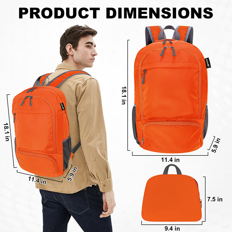 HOLYLUCK 20L lightweight packable Hiking Daypack Foldable Backpack HLC410 Orange