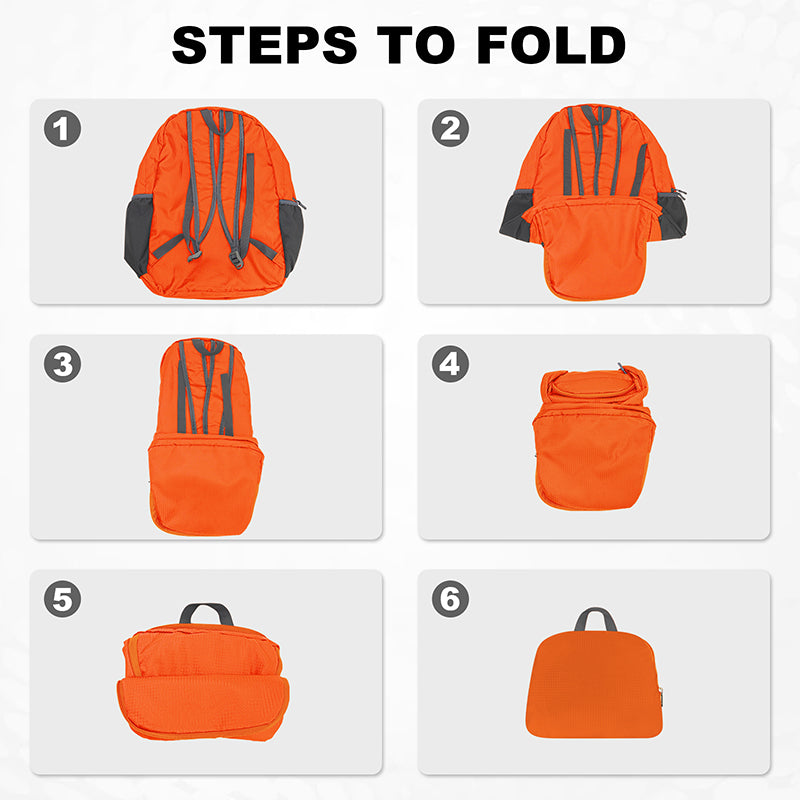 HOLYLUCK 20L lightweight packable Hiking Daypack Foldable Backpack HLC410 Orange