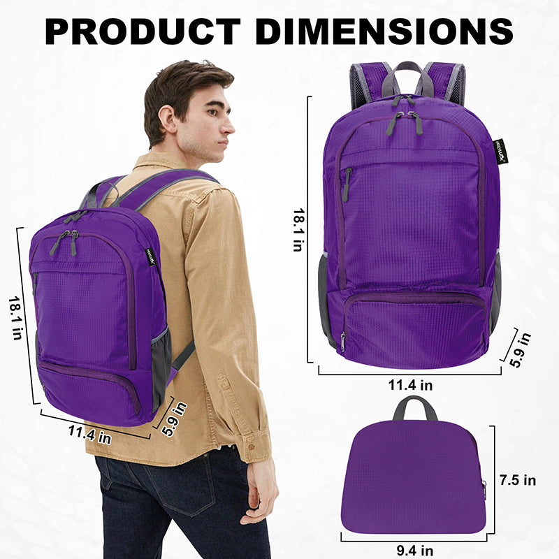 HOLYLUCK 20L lightweight packable Hiking Daypack Foldable Backpack HLC410 Purple