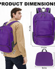 HOLYLUCK 20L lightweight packable Hiking Daypack Foldable Backpack HLC410 Purple