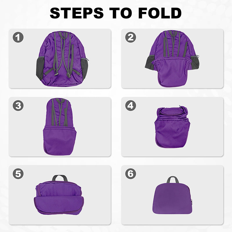 HOLYLUCK 20L lightweight packable Hiking Daypack Foldable Backpack HLC410 Purple
