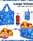 HOLYLUCK Reusable Grocery Bags,Heavy Duty Foldable Shopping Tote Bag (Standard, 3 Starfish) HLC503