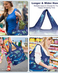 HOLYLUCK Reusable Grocery Bags,Heavy Duty Foldable Shopping Tote Bag (Standard, 3 Whales) HLC503