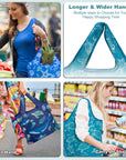 HOLYLUCK Reusable Grocery Bags,Heavy Duty Foldable Shopping Tote Bag (Standard, 3 Ocean Life) HLC503