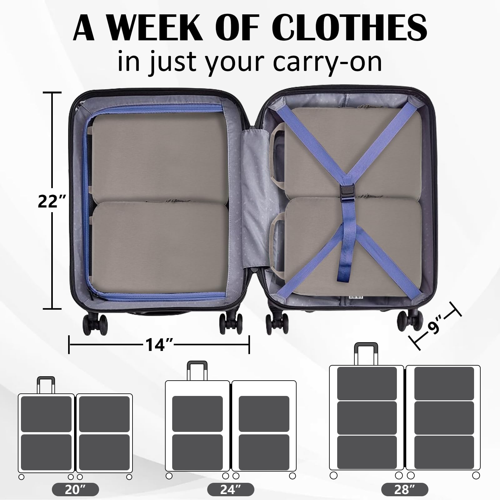 2 Set Compression Bags Travel Cubes for Packing Suitcase Organizer Bags Set Khaki HRS06