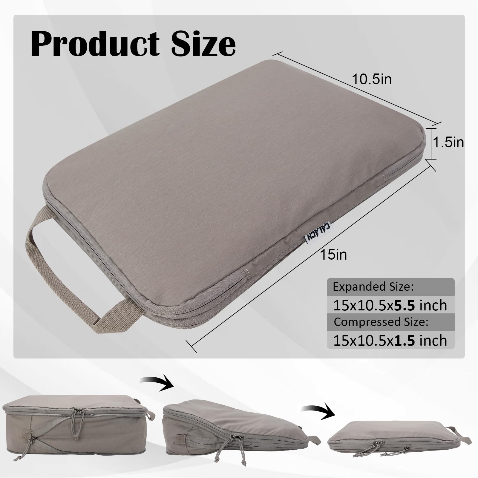 2 Set Compression Bags Travel Cubes for Packing Suitcase Organizer Bags Set Khaki HRS06