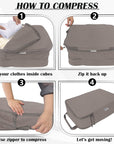 2 Set Extra Large Compression Packing Cubes for Travel Khaki HRS07