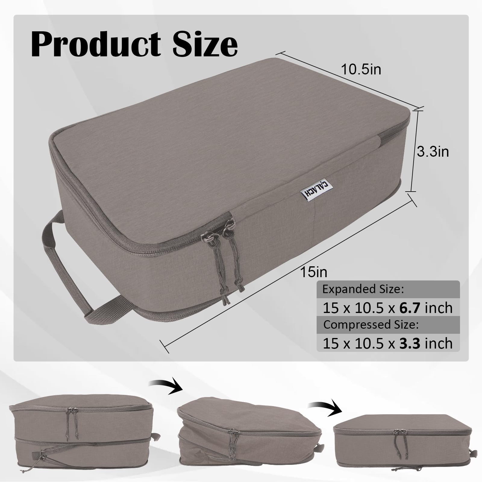 2 Set Extra Large Compression Packing Cubes for Travel Khaki HRS07