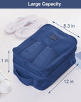 Shoe Bag for Travel Holds 3 Pair of Shoes with Zipper French Navy HLC064