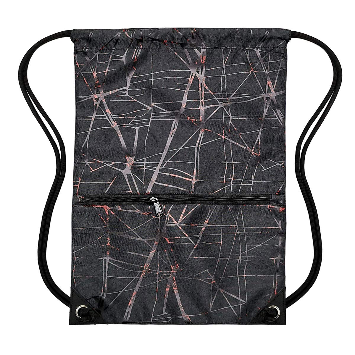 Outdoor Sport Gym Sack Waterproof Drawstring Backpack Bag Metallic-black HLC001