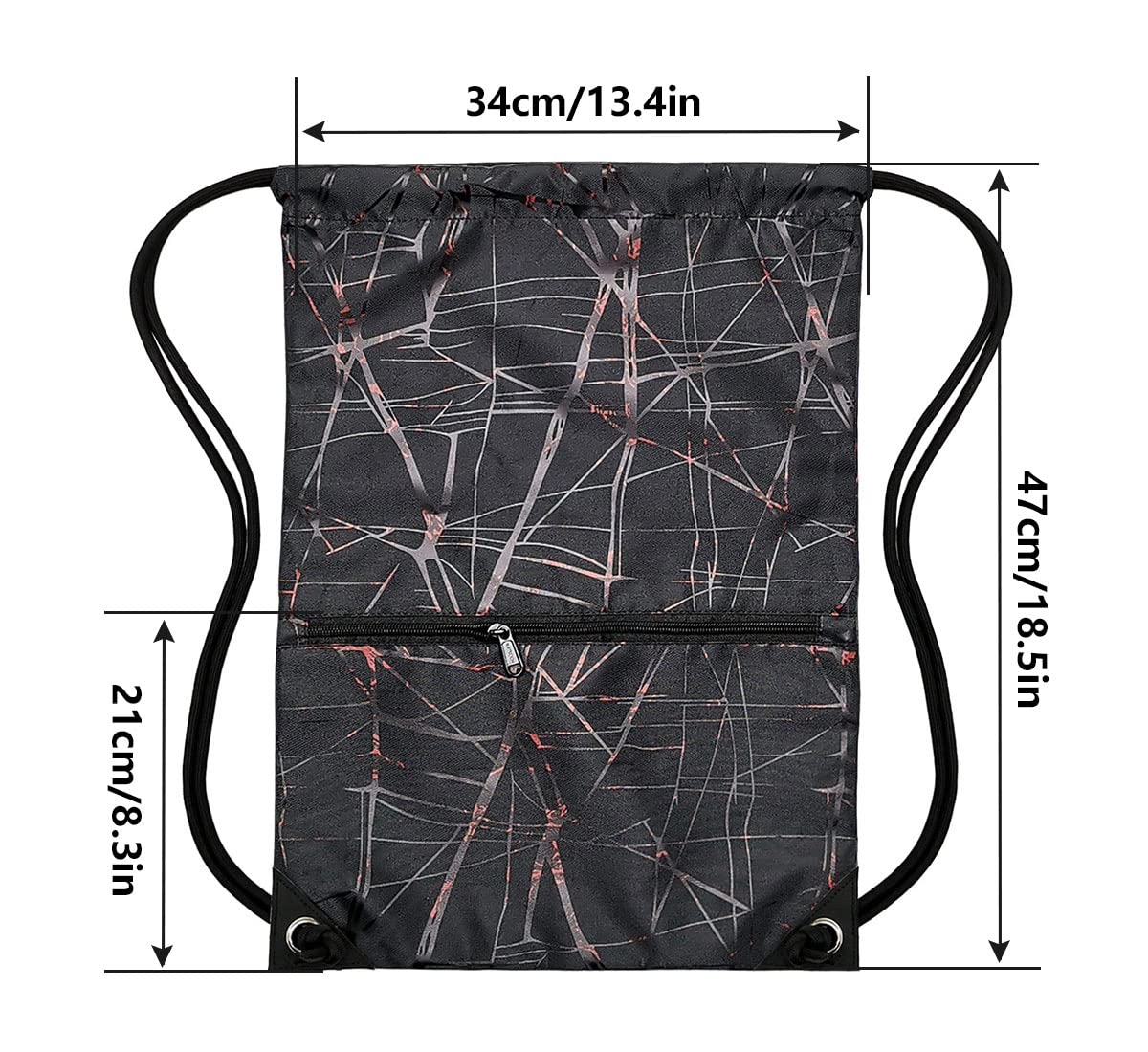 Outdoor Sport Gym Sack Waterproof Drawstring Backpack Bag Metallic-black HLC001