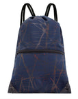 Outdoor Sport Gym Sack Waterproof Drawstring Backpack Bag Metallic-navy Blue HLC001
