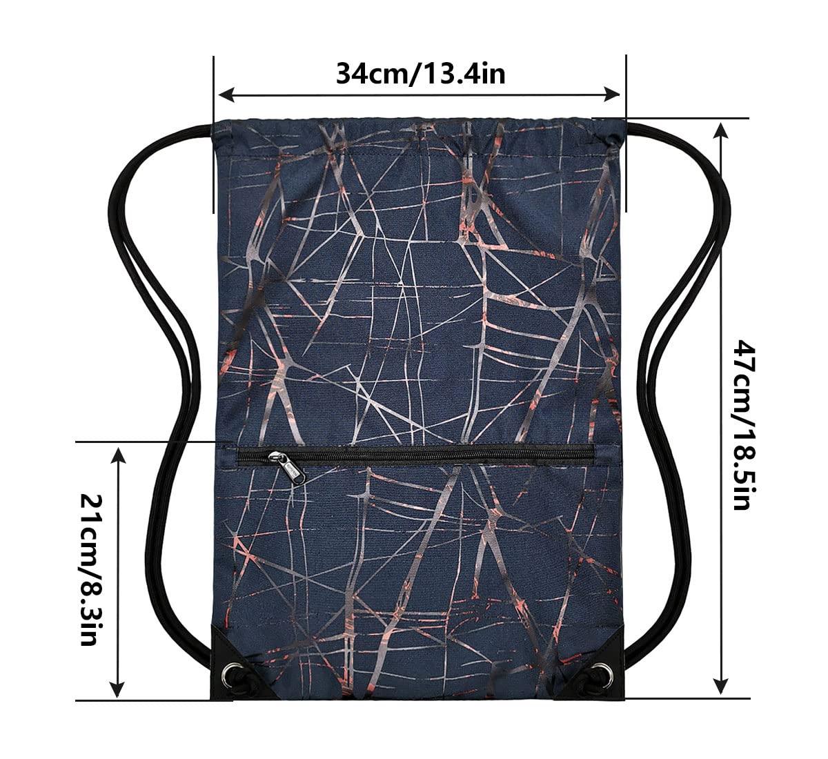 Outdoor Sport Gym Sack Waterproof Drawstring Backpack Bag Metallic-navy Blue HLC001