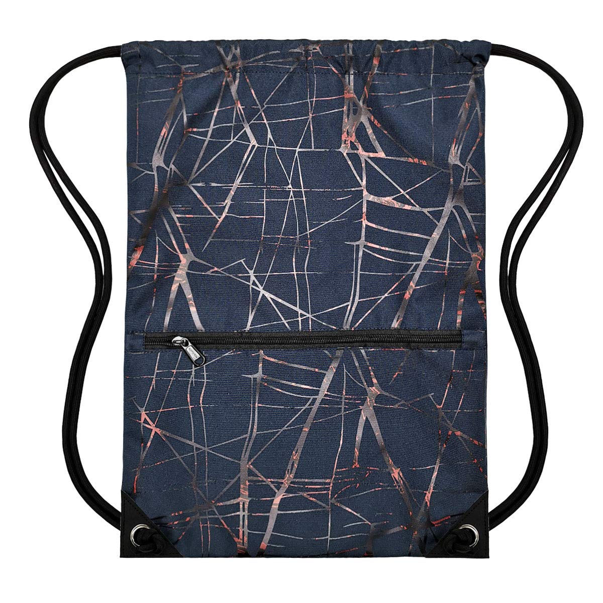 Outdoor Sport Gym Sack Waterproof Drawstring Backpack Bag Metallic-navy Blue HLC001