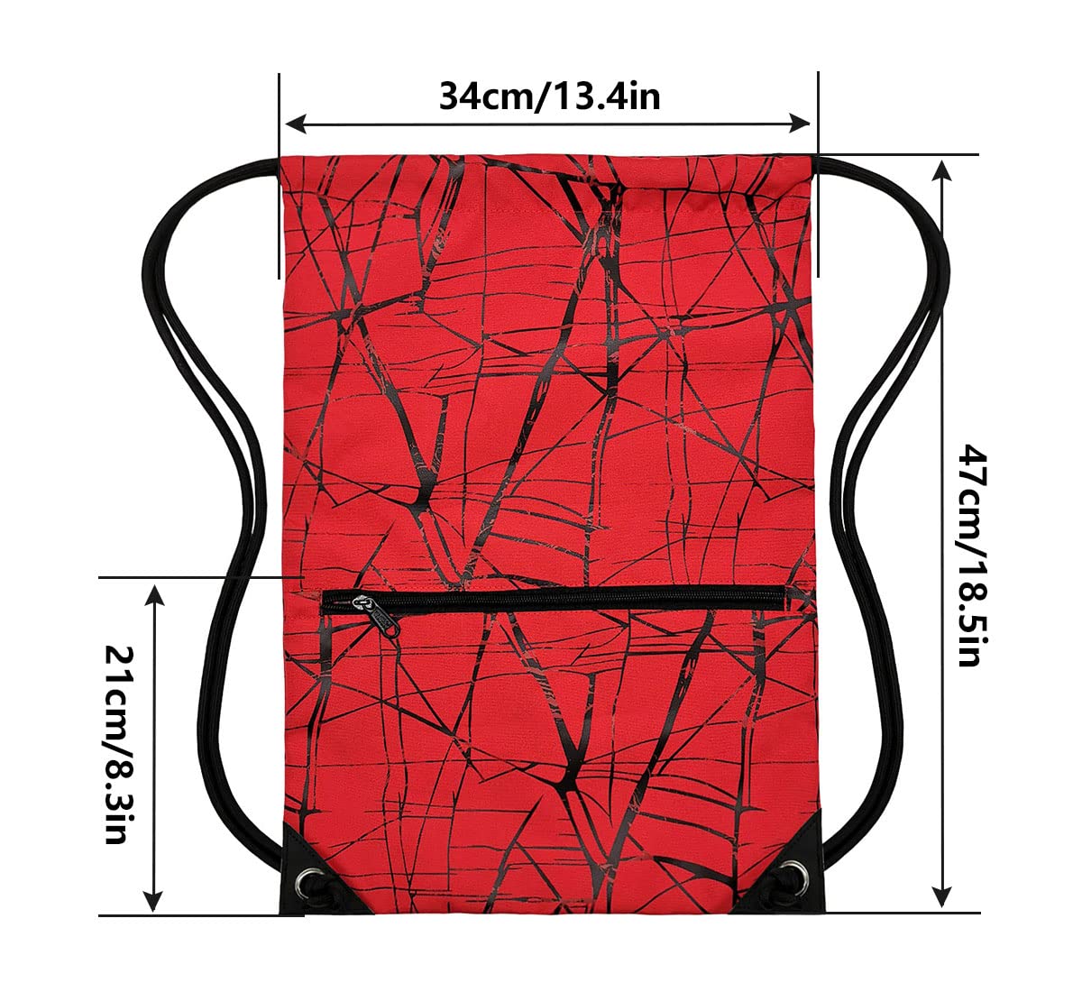 Outdoor Sport Gym Sack Waterproof Drawstring Backpack Bag Metallic-red HLC001