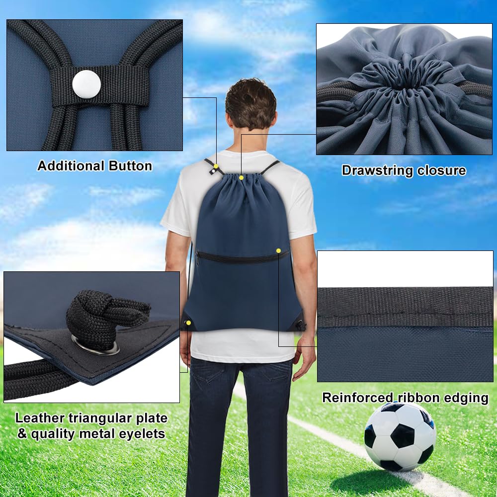 CALACH Large Gym Sports String Backpack Navy HLC004