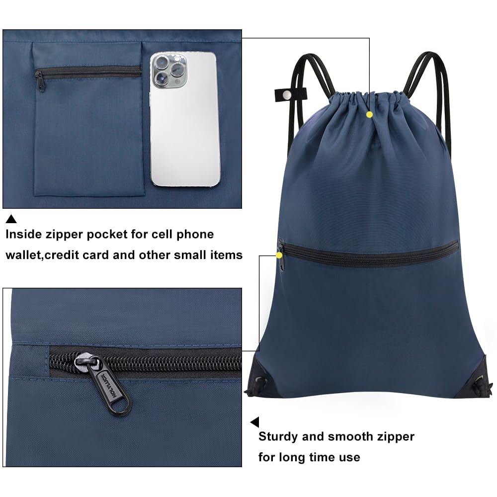 CALACH Large Gym Sports String Backpack Navy HLC004