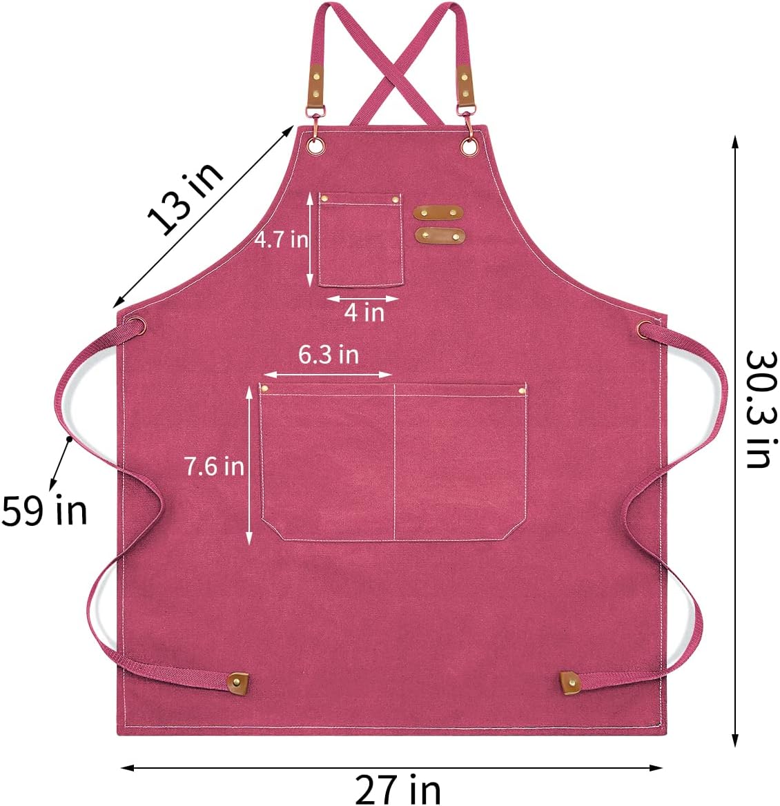 Kitchen Chef Apron 6 Pockets Pink HLC062