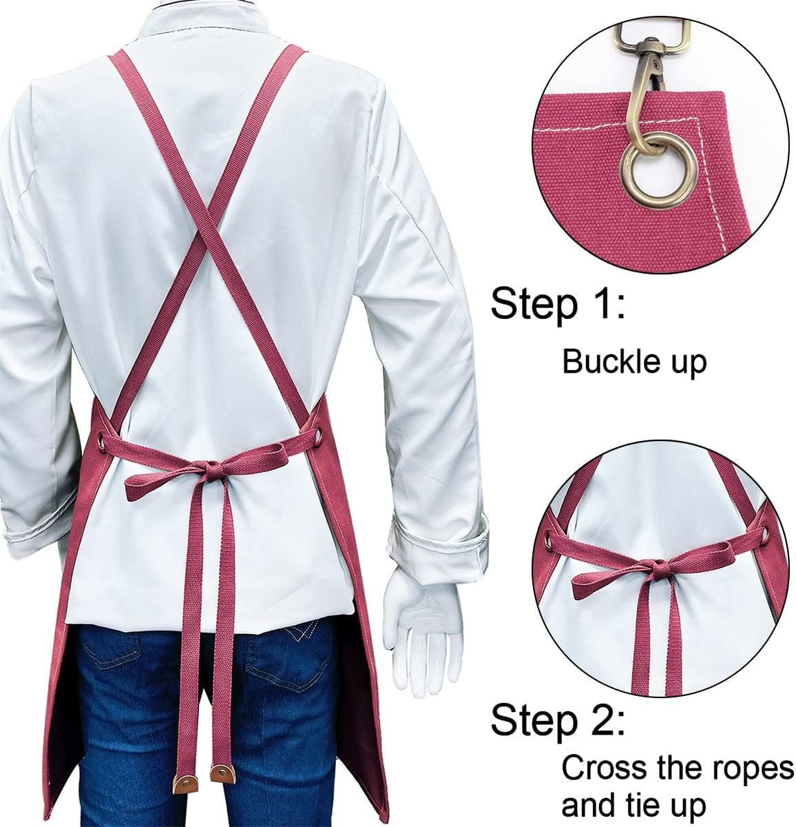 Kitchen Chef Apron 6 Pockets Pink HLC062