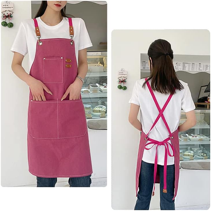 Kitchen Chef Apron 6 Pockets Pink HLC062