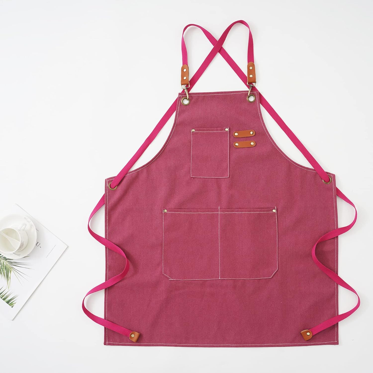 Kitchen Chef Apron 6 Pockets Pink HLC062
