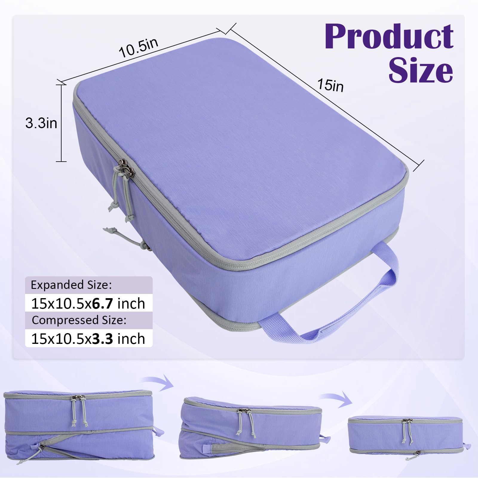 2 Set Extra Large Compression Packing Cubes for Travel Purple HRS07