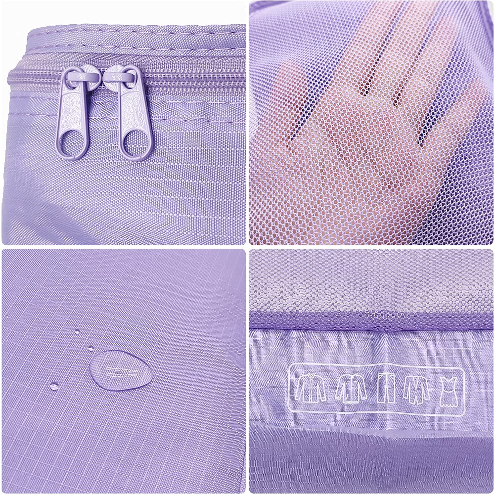 6 Set Travel Packing cubes luggage Organizer Waterproof Shoe Bag Purple HLC019