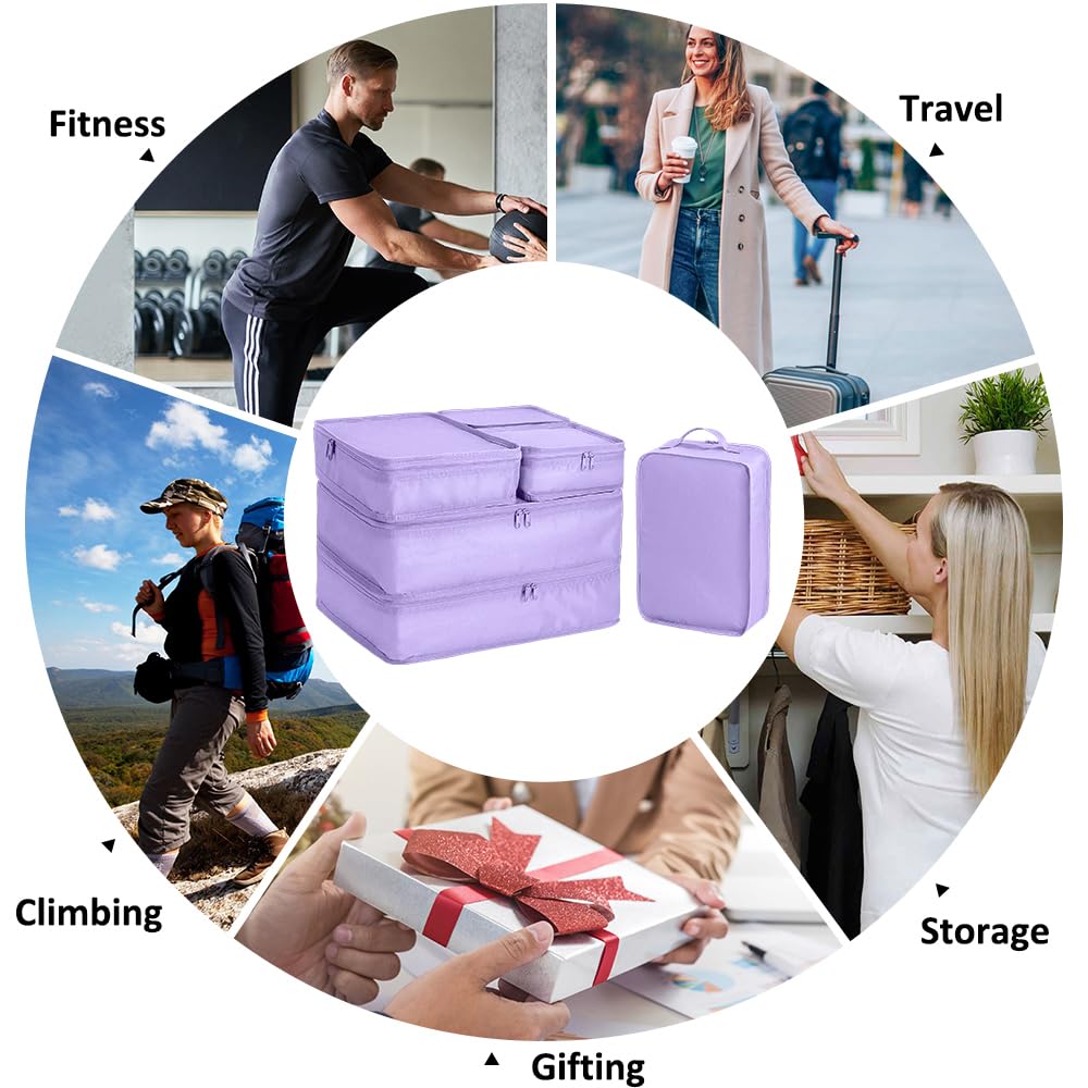6 Set Travel Packing cubes luggage Organizer Waterproof Shoe Bag Purple HLC019
