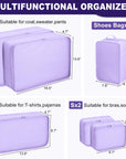6 Set Travel Packing cubes luggage Organizer Waterproof Shoe Bag Purple HLC019