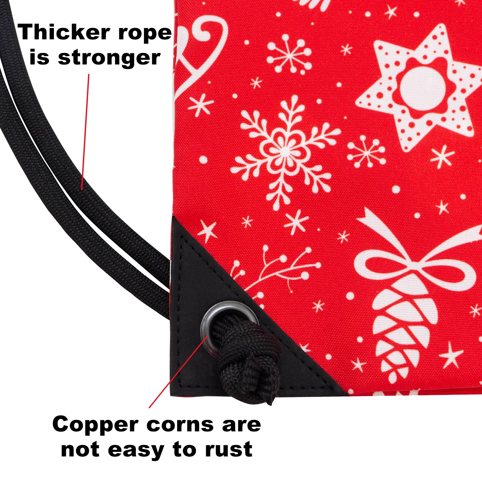 Holyluck Drawstring Backpack Bag Sport Gym Sackpack Red Christmas Bell Skating HLC001