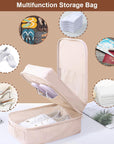 Shoe Bag for Travel Holds 3 Pair of Shoes with Zipper Cream HLC064