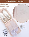 Shoe Bag for Travel Holds 3 Pair of Shoes with Zipper Cream HLC064